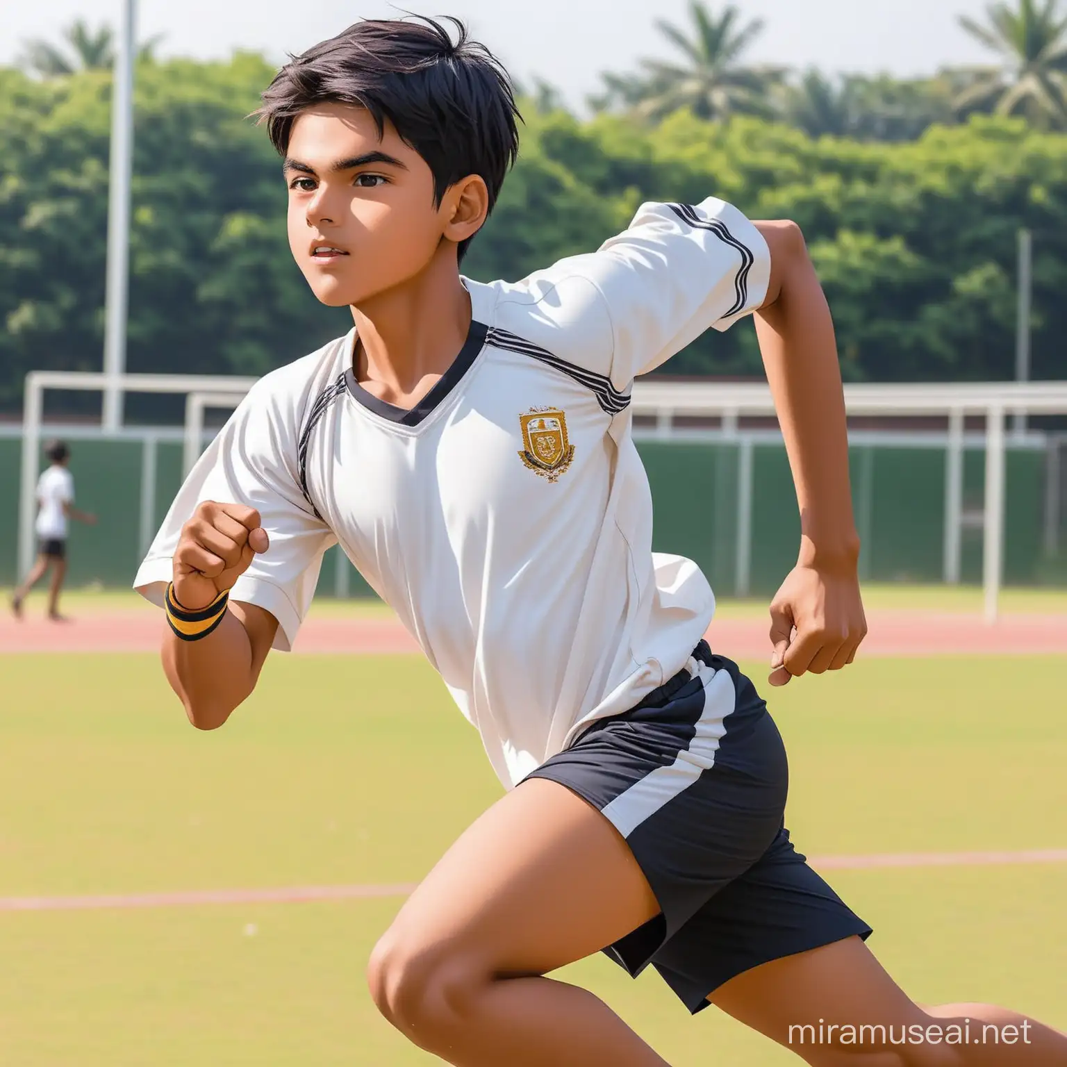 Indian School Boy Participating in Sports Activity