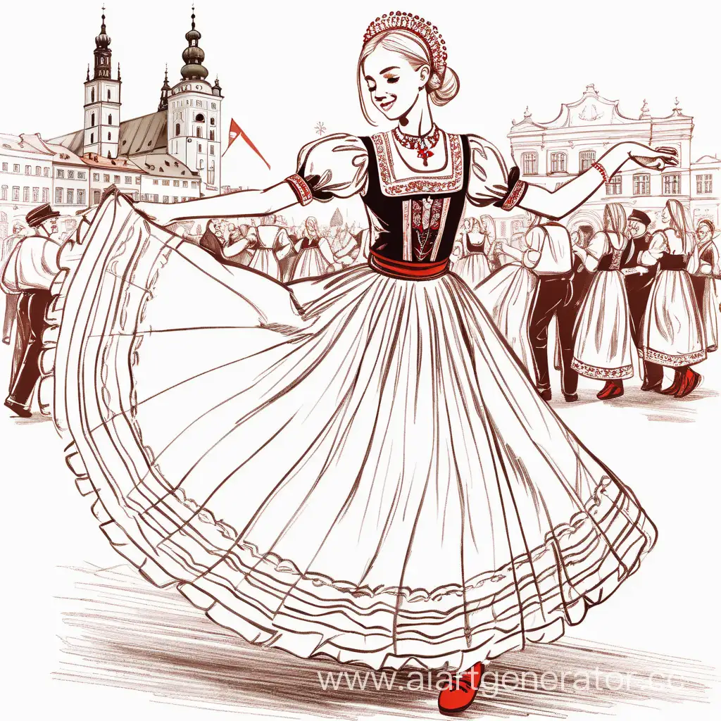 Elegant-Polish-Girl-Performing-Traditional-Mazurka-Dance-in-Krakow