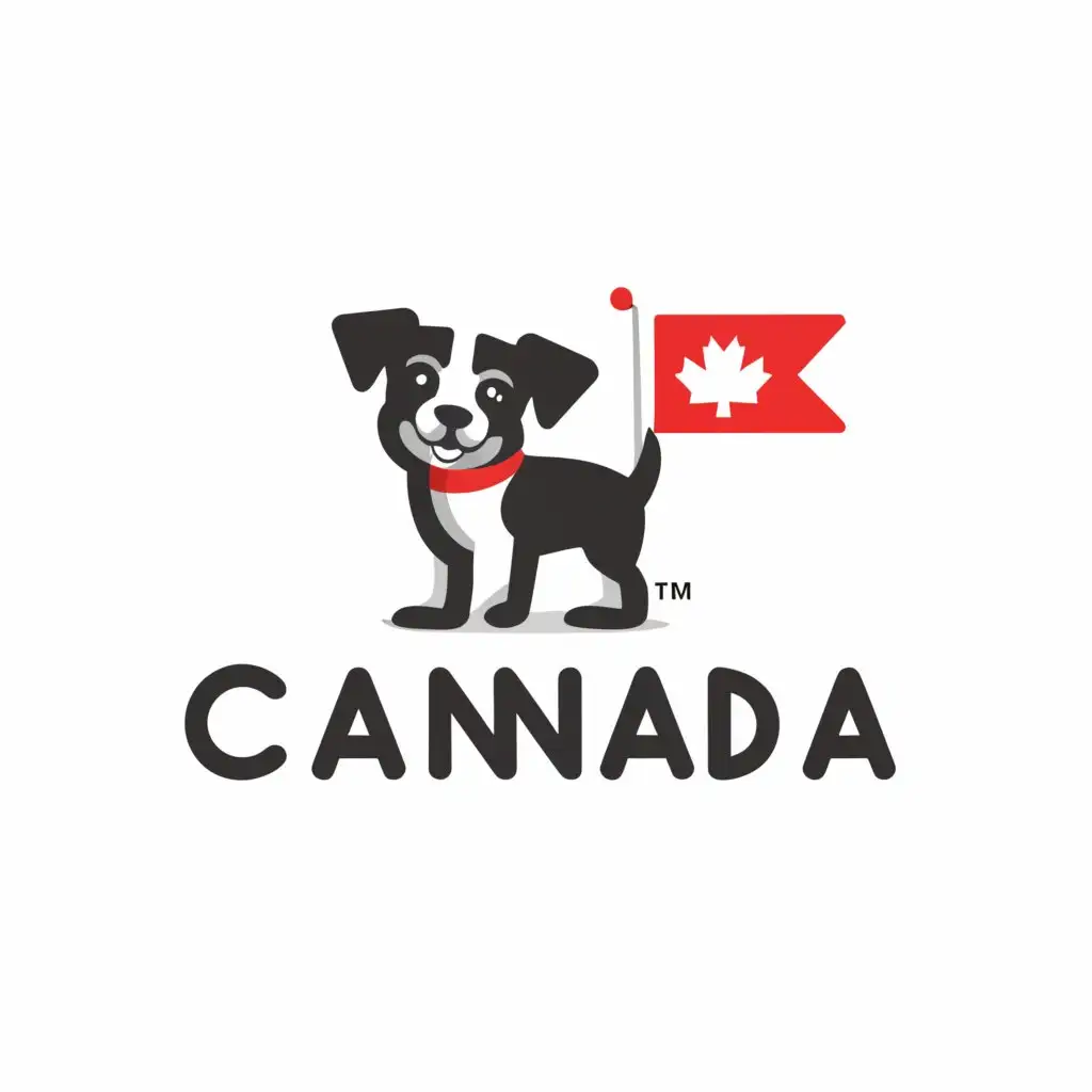 a logo design,with the text "Canada", main symbol:canadian flag and a dog,Moderate,clear background