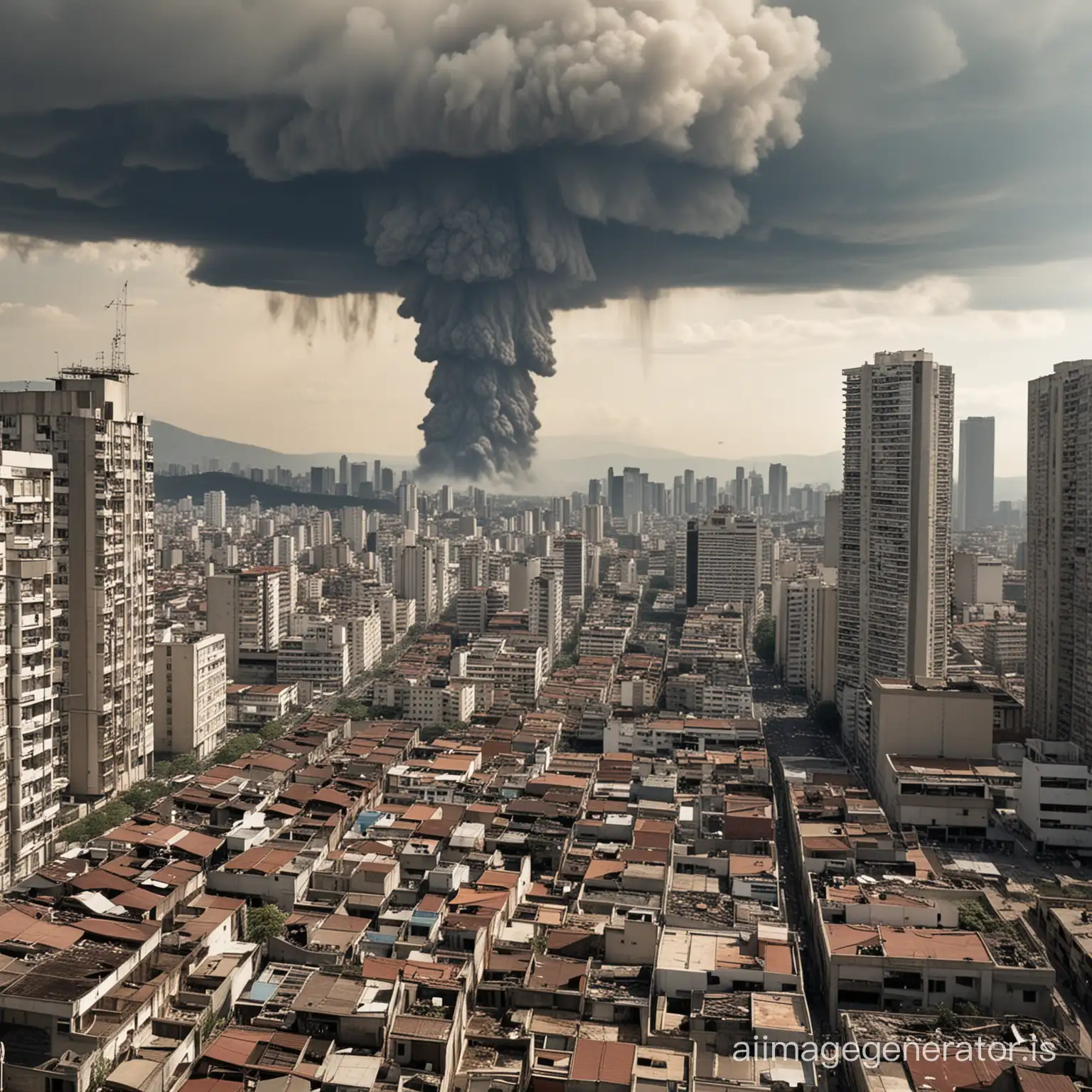 Picture of what it would be like after a nuclear bomb fell on the city of São Paulo