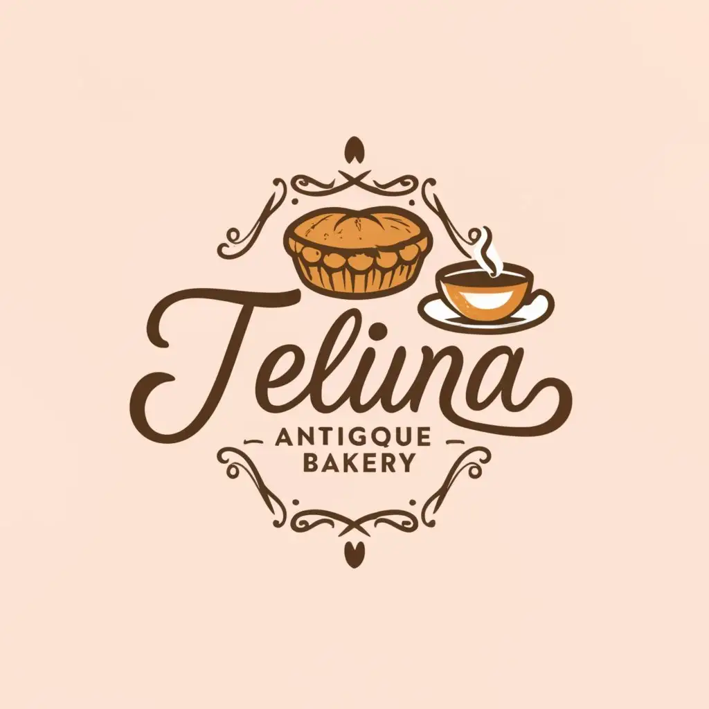 a logo design,with the text "Telina Antique Bakery", main symbol:Sweet moments, freshly baked with love,Moderate,clear background