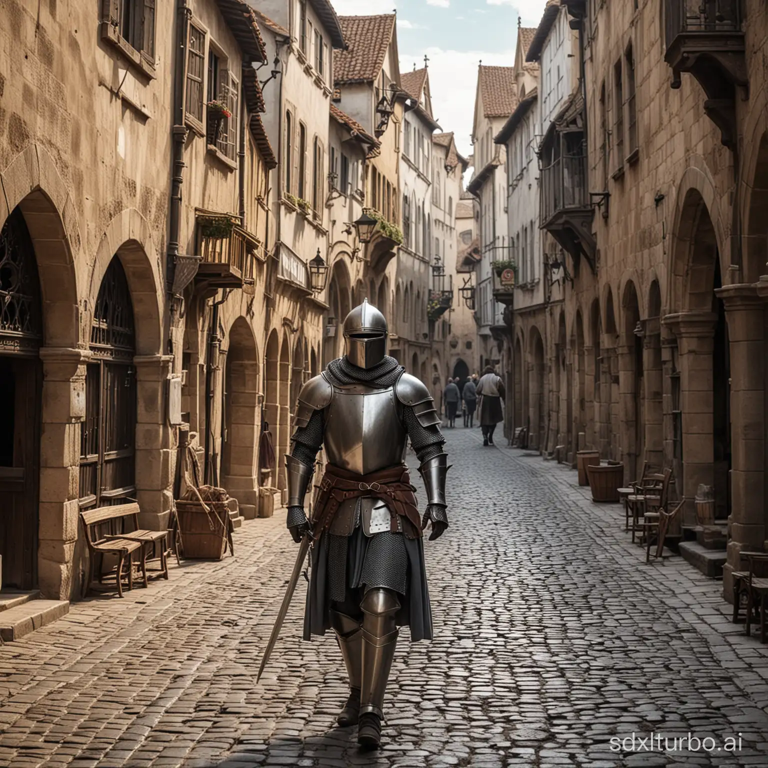 A knight in the medieval city