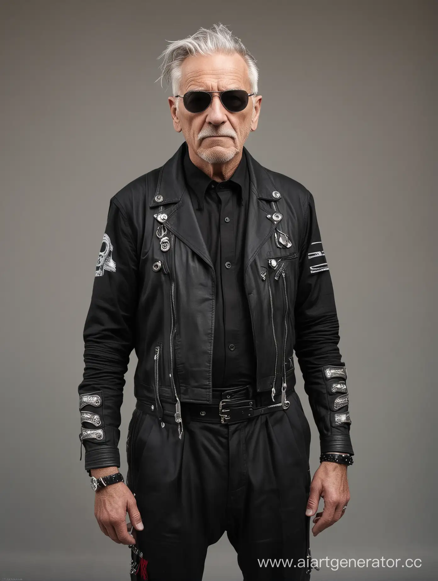 Gay old man styled in Metallica and Slipknot stuff