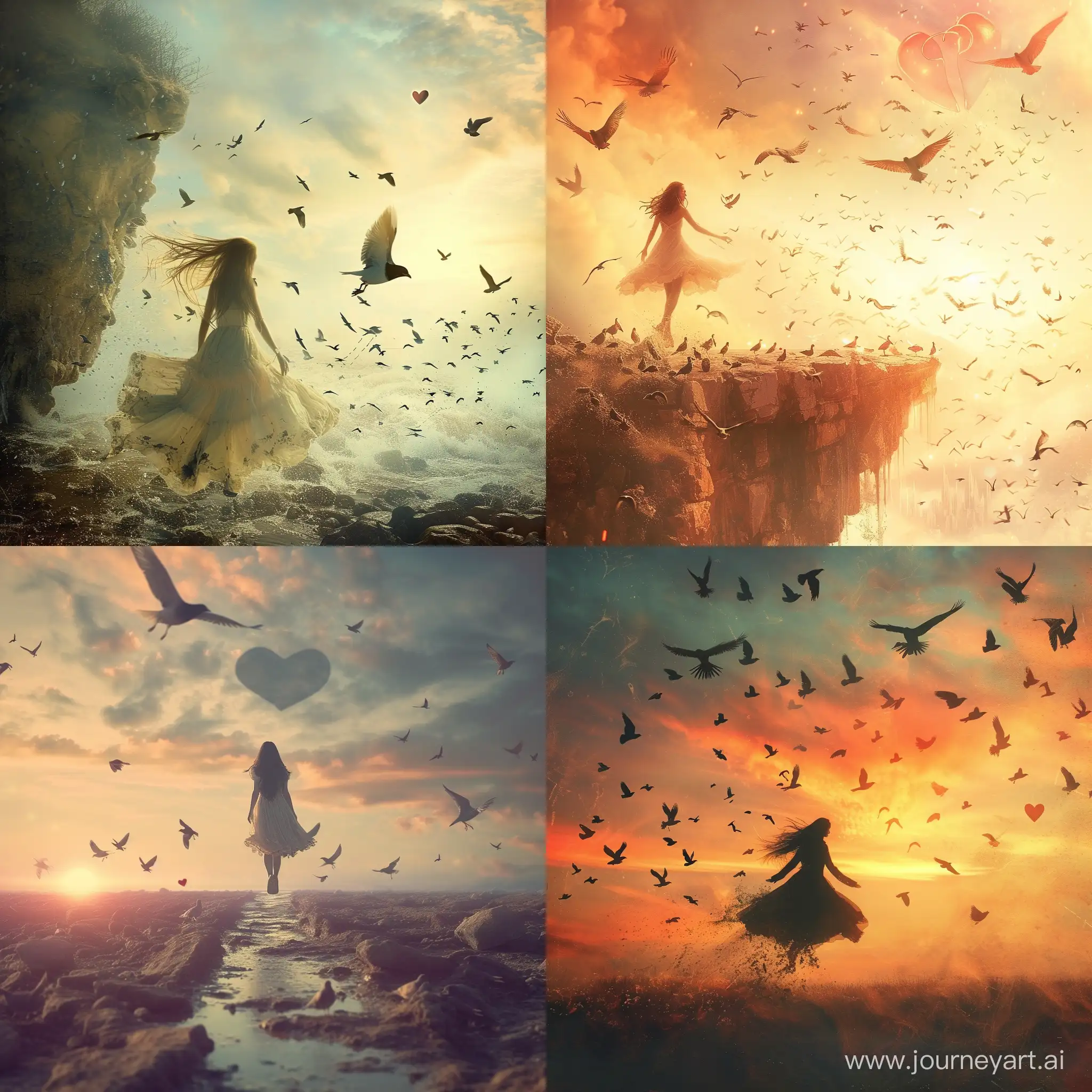 Fantasy-Girl-Soaring-Among-Birds-in-a-World-of-Heart