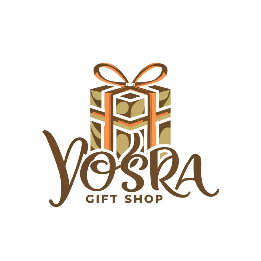 a logo design,with the text "Yosra Gift Shop", main symbol:Gift box,Moderate,be used in Retail industry,clear background