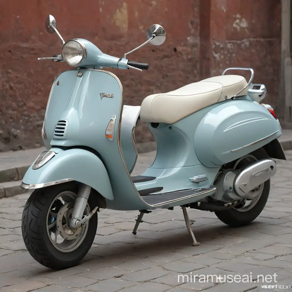 Vintage Vespa Scooter with Rustic Silencer