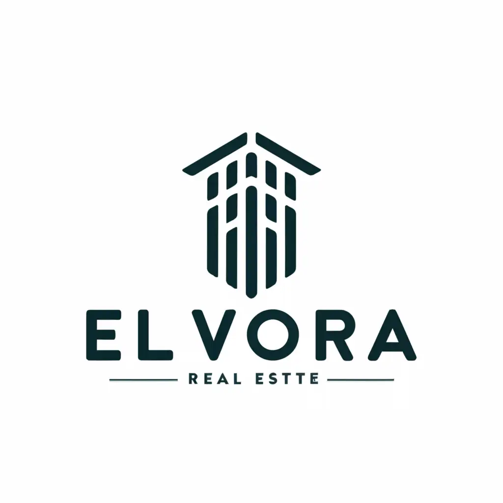 a logo design,with the text "Elvora", main symbol:building, hotel,Moderate,be used in Real Estate industry,clear background