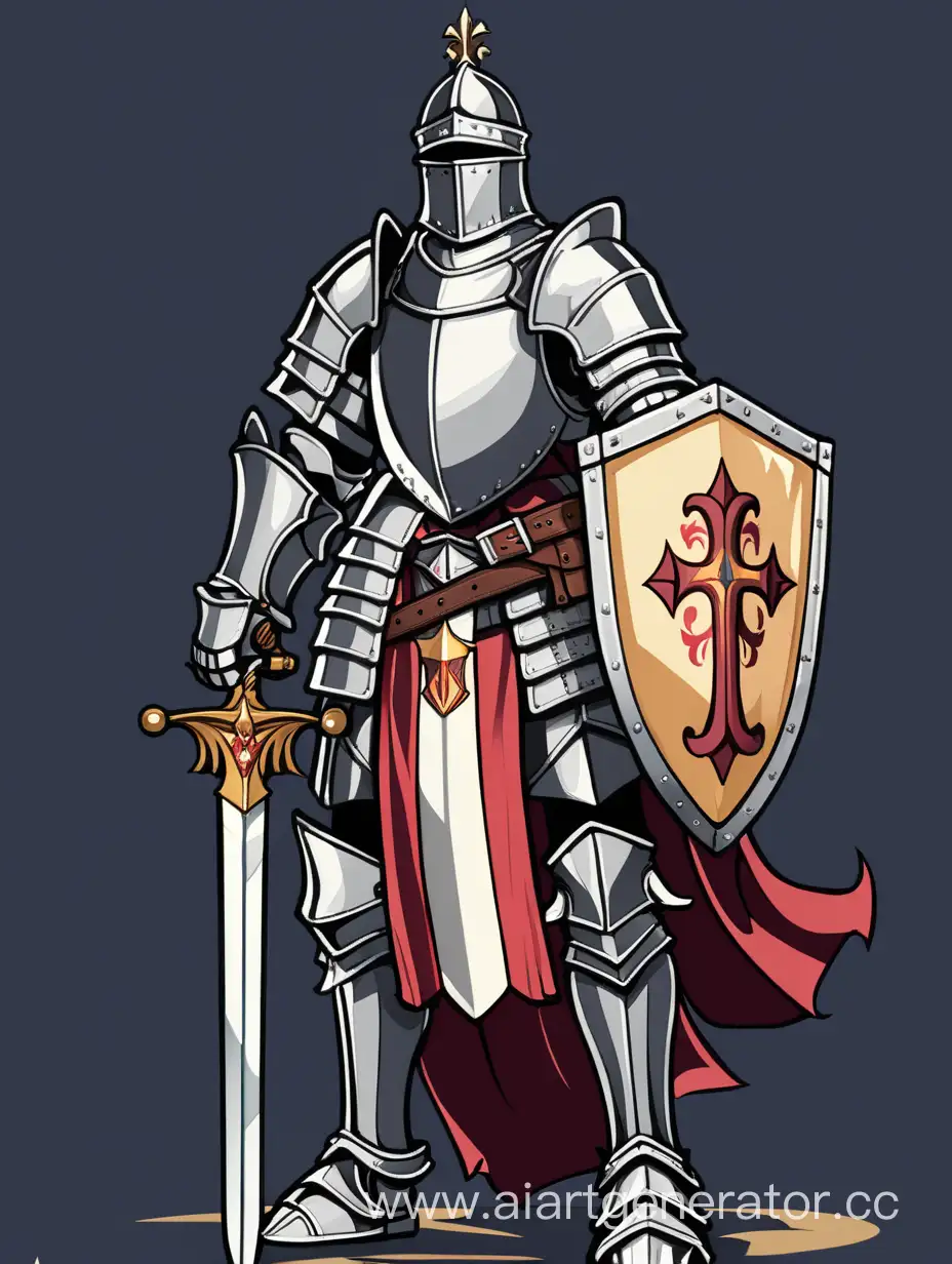 Рыцарь в святой броне, короне, с святом мече из игры битва рюкзаков