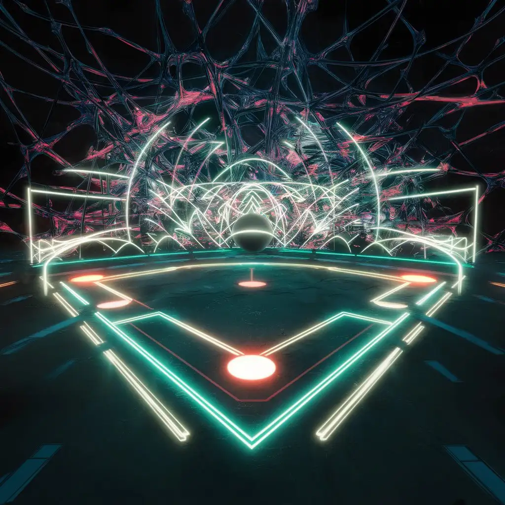 Abstract Baseball Field with Futuristic Lighting Effects