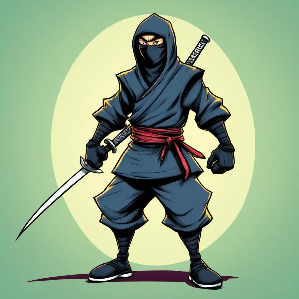 Vibrant Cartoony Ninja Illustration