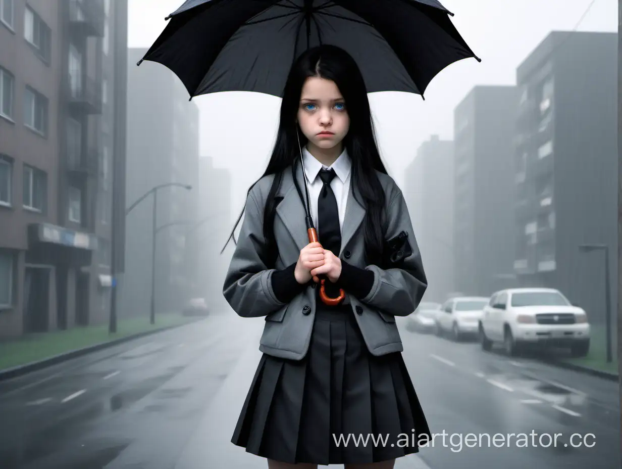 Teenage-Girl-with-Umbrella-in-Dreary-Cityscape