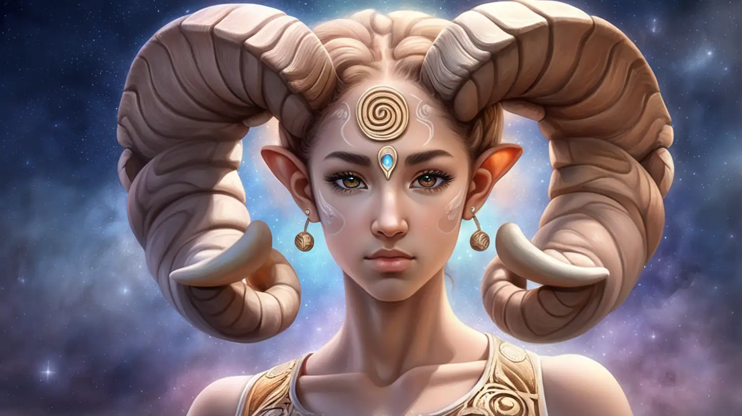 Captivating Illustration of Aries Zodiac Sign Empowering Feminine Presence