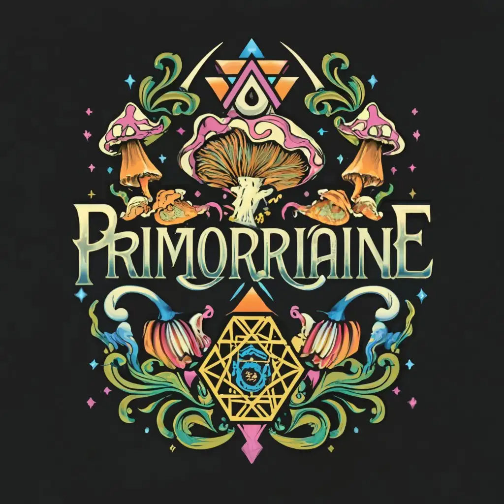 LOGO-Design-For-Primordianine-Enchanting-Magic-Mushrooms-and-Shamanic-Symbols-on-Clear-Background