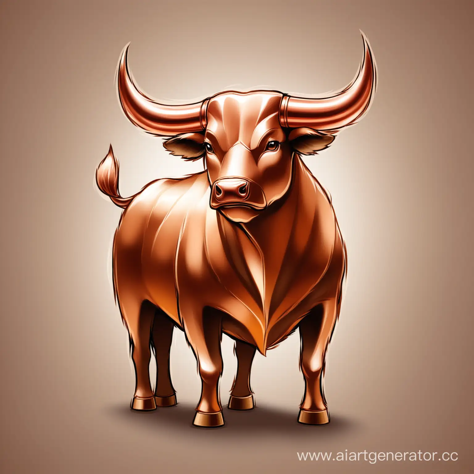 Majestic-Copper-Bull-Sculpture-in-Rustic-Setting