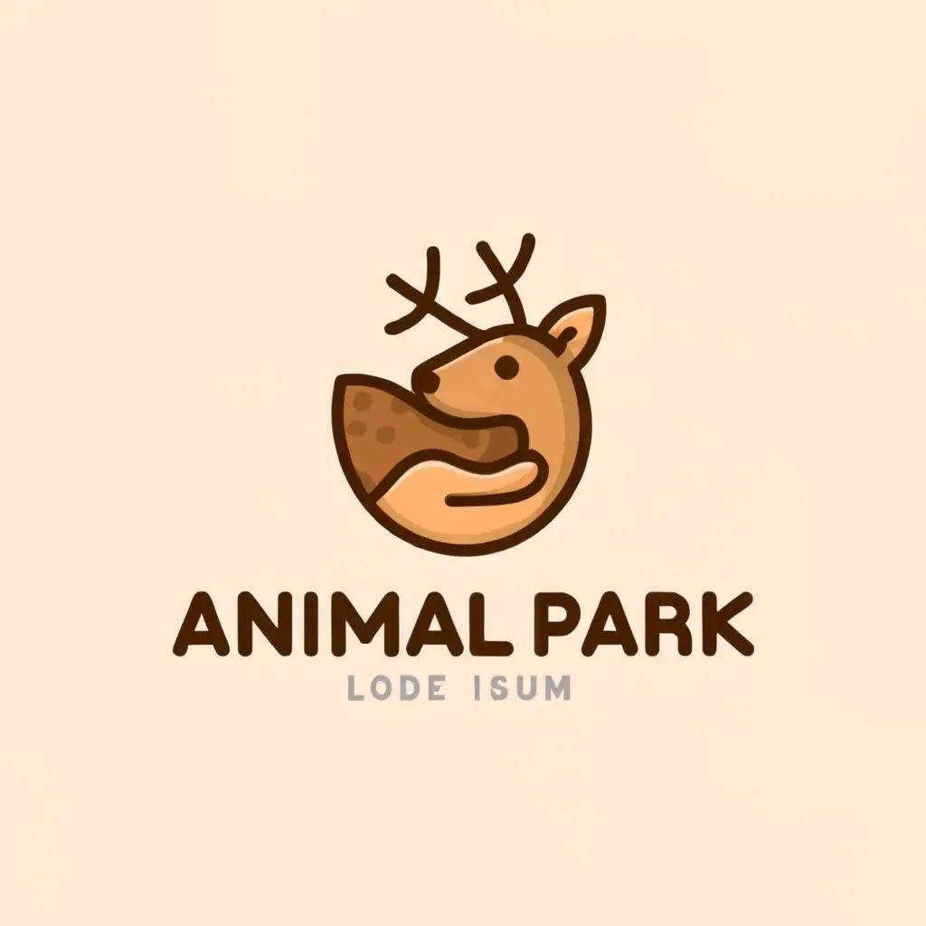 a logo design,with the text 'Animal Park', main symbol:Create a minimalist and friendly logo for a zoo featuring an image of a hand hugging a roe deer.