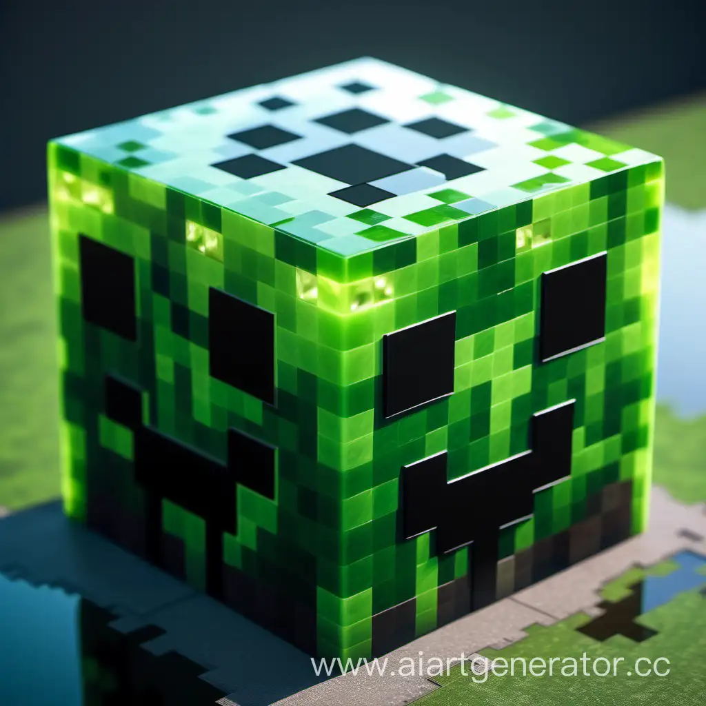 Realistic-Hyperrealism-Minecraft-Slime-Block-with-RTX-Reflections