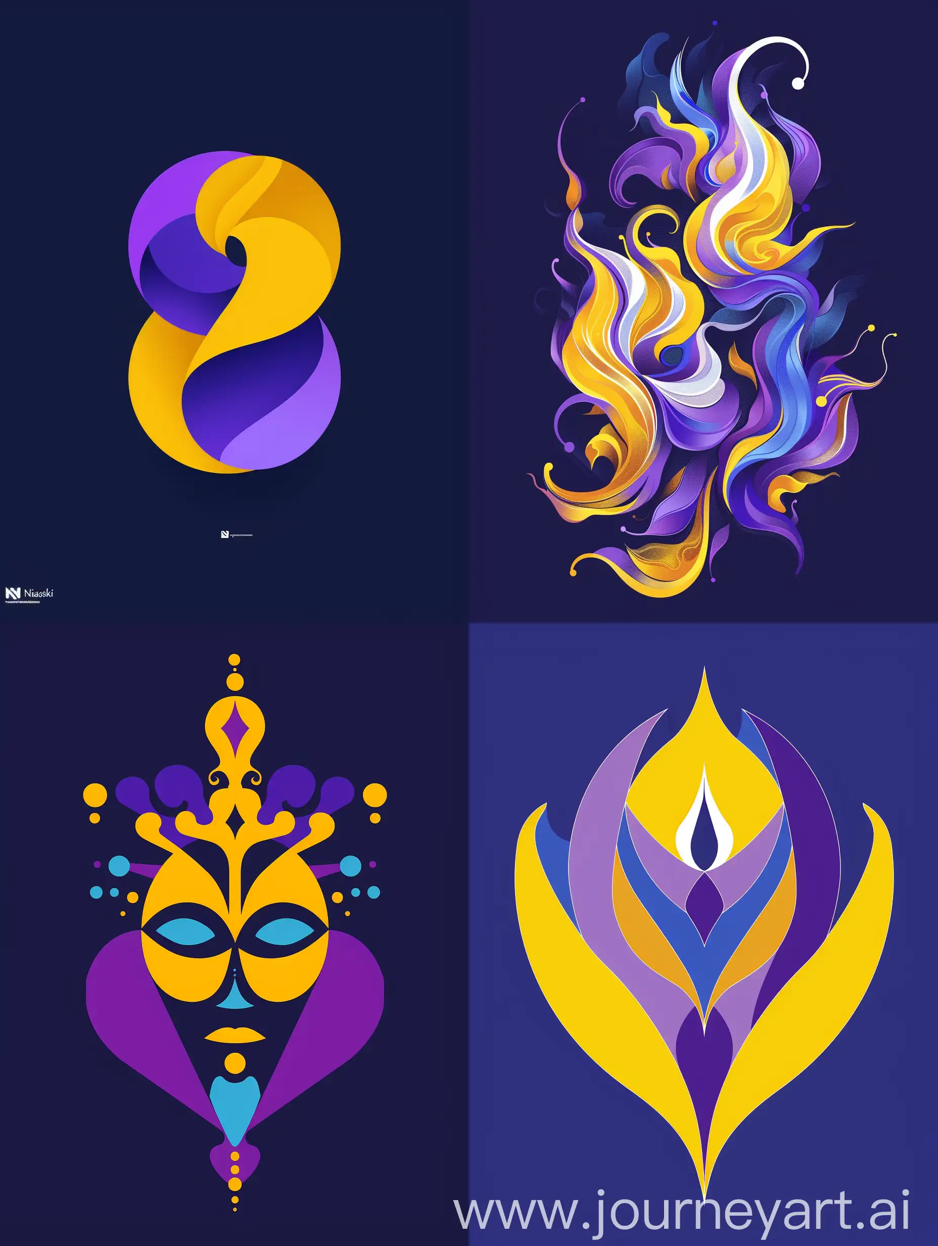 Create an attractive two-dimensional challenge logo called Nimaski challenge by combining purple, yellow, and blue colors.