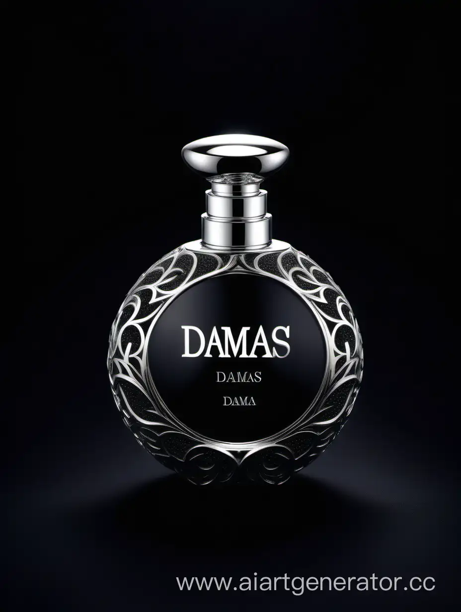 Luxurious-Silver-and-Dark-Matt-Black-Perfume-with-Intricate-3D-Details
