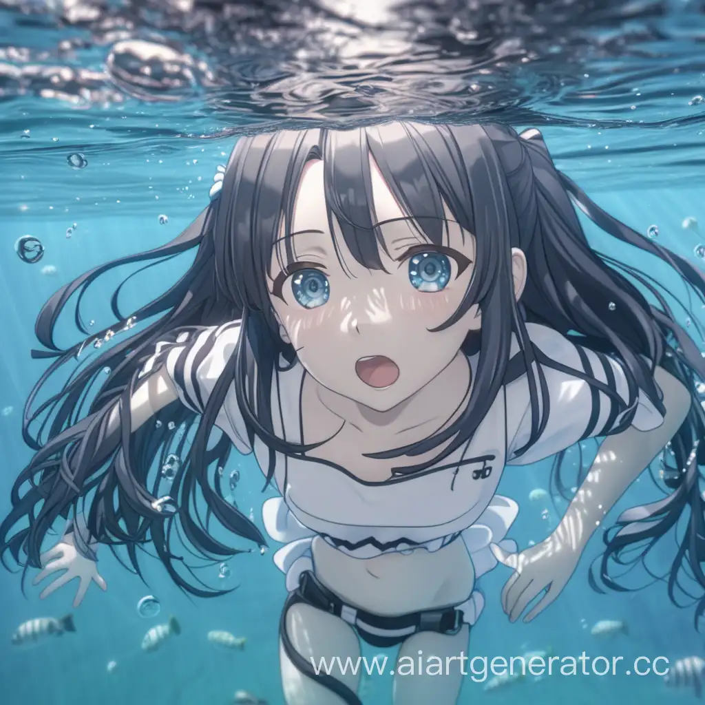 An anime girl is drowning in a hart