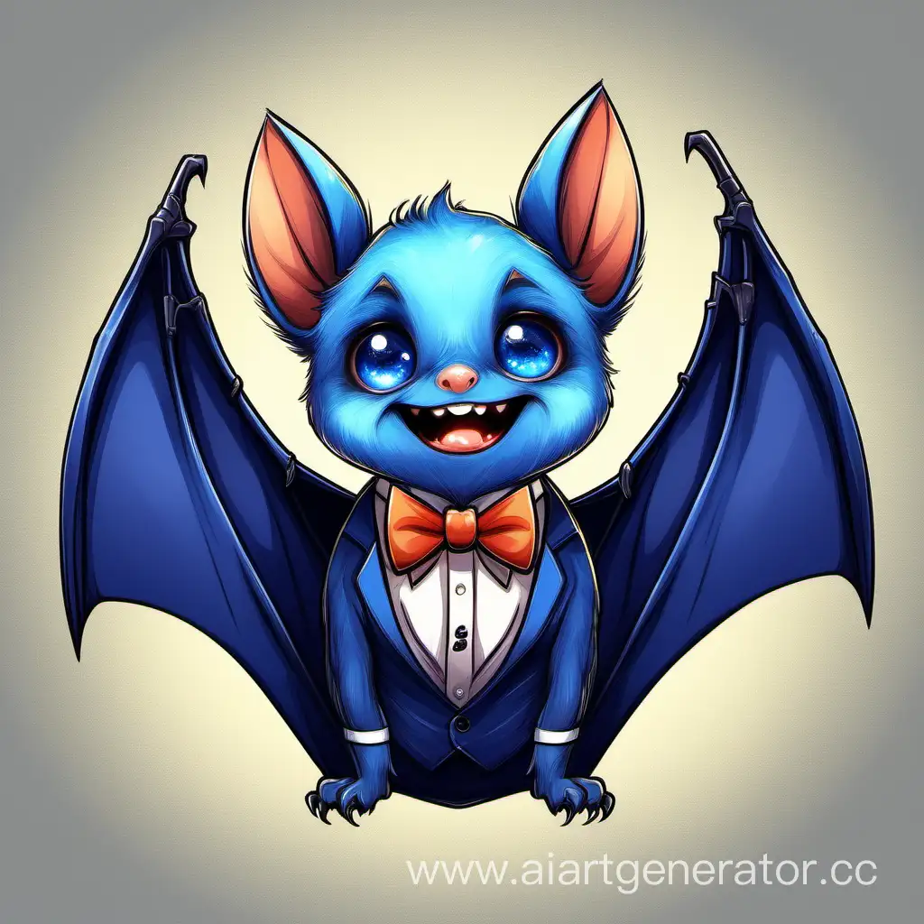 Playful-Bat-with-Cute-Blue-Bow-Tie-and-Cheerful-Blue-Eyes