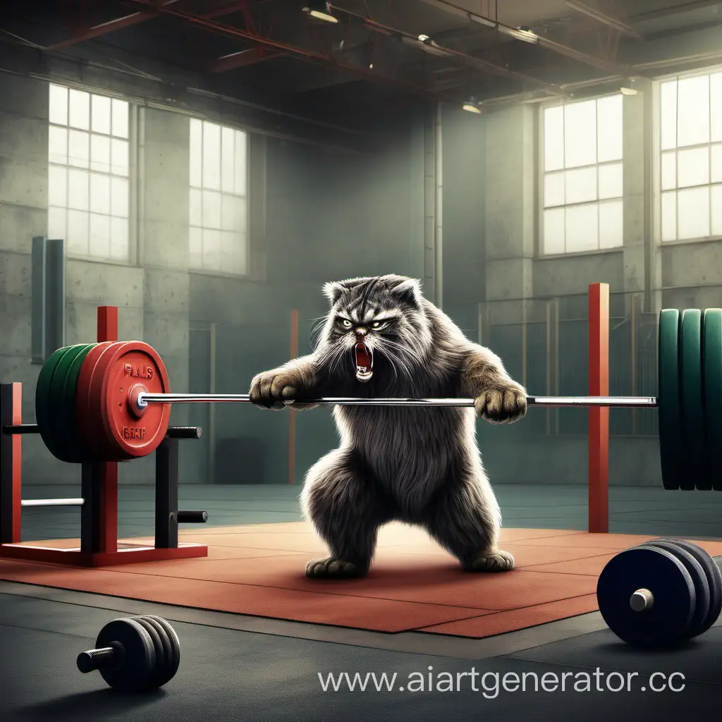 Pallass-Cat-Engages-in-Intense-Battle-with-Bear-in-the-Weightlifting-Arena