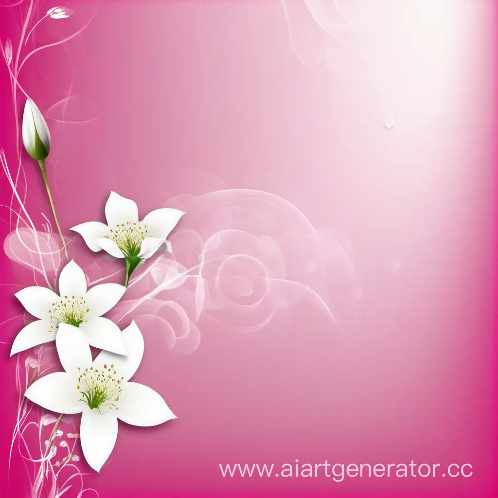 розовый фон, белые цветы, полупрозрачный