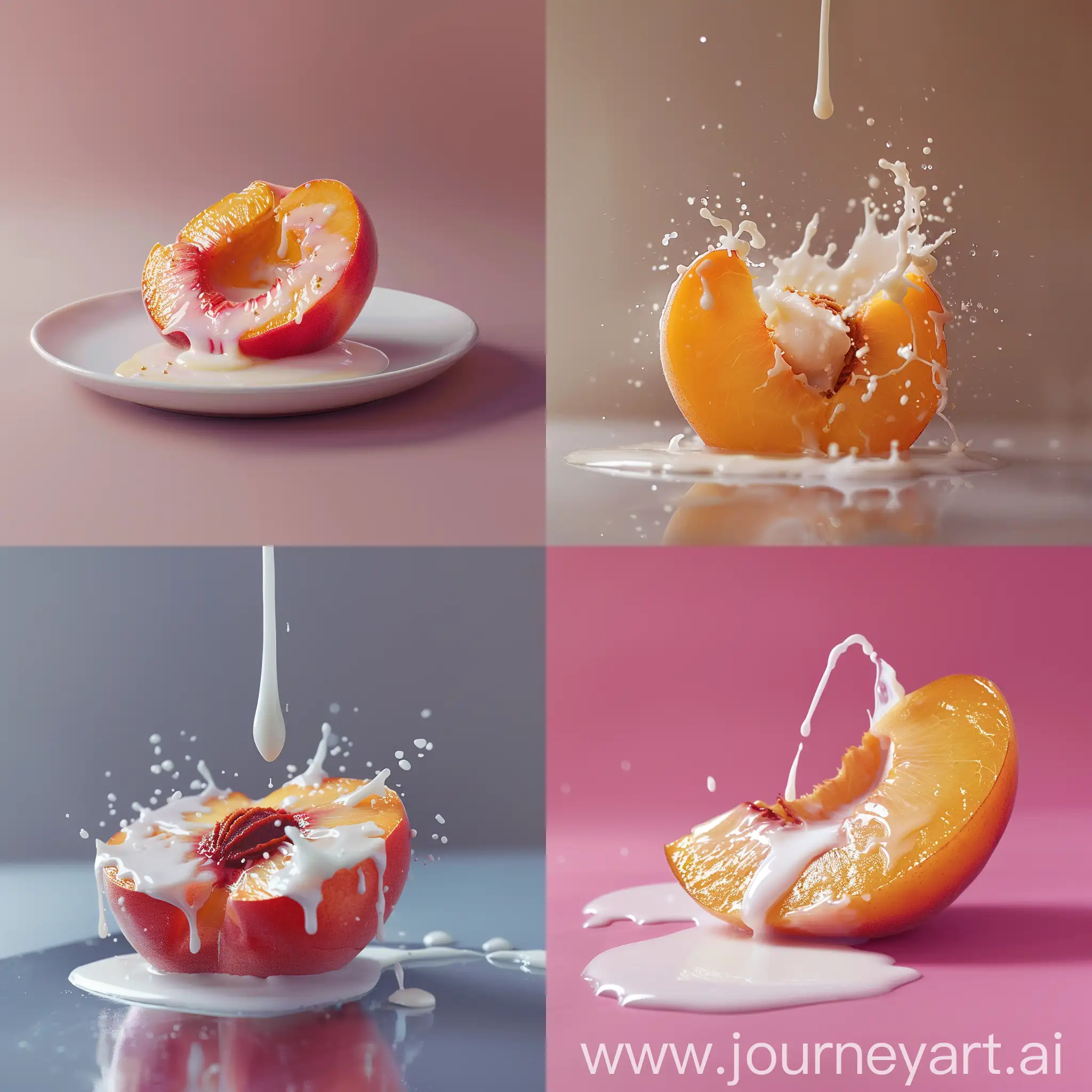 Peach-CrossSection-with-Dripping-Milk-Captivating-Hyperrealism-Food-Photography
