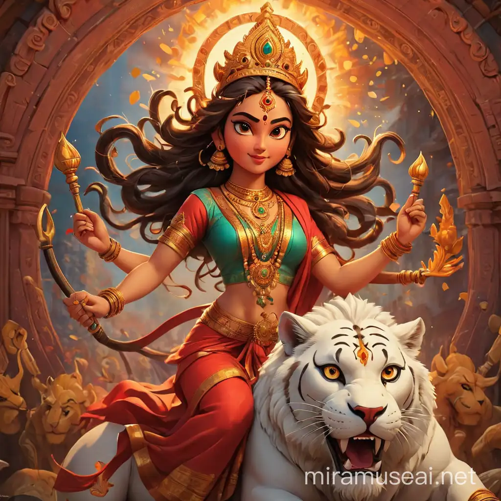 Divine Durga Maa Illustrations and 3D Images Depicting the Powerful Goddess