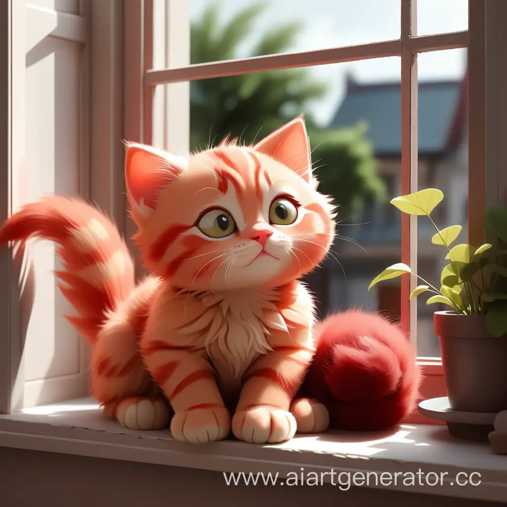 Adventurous-Anime-Red-Kitten-on-Windowsill