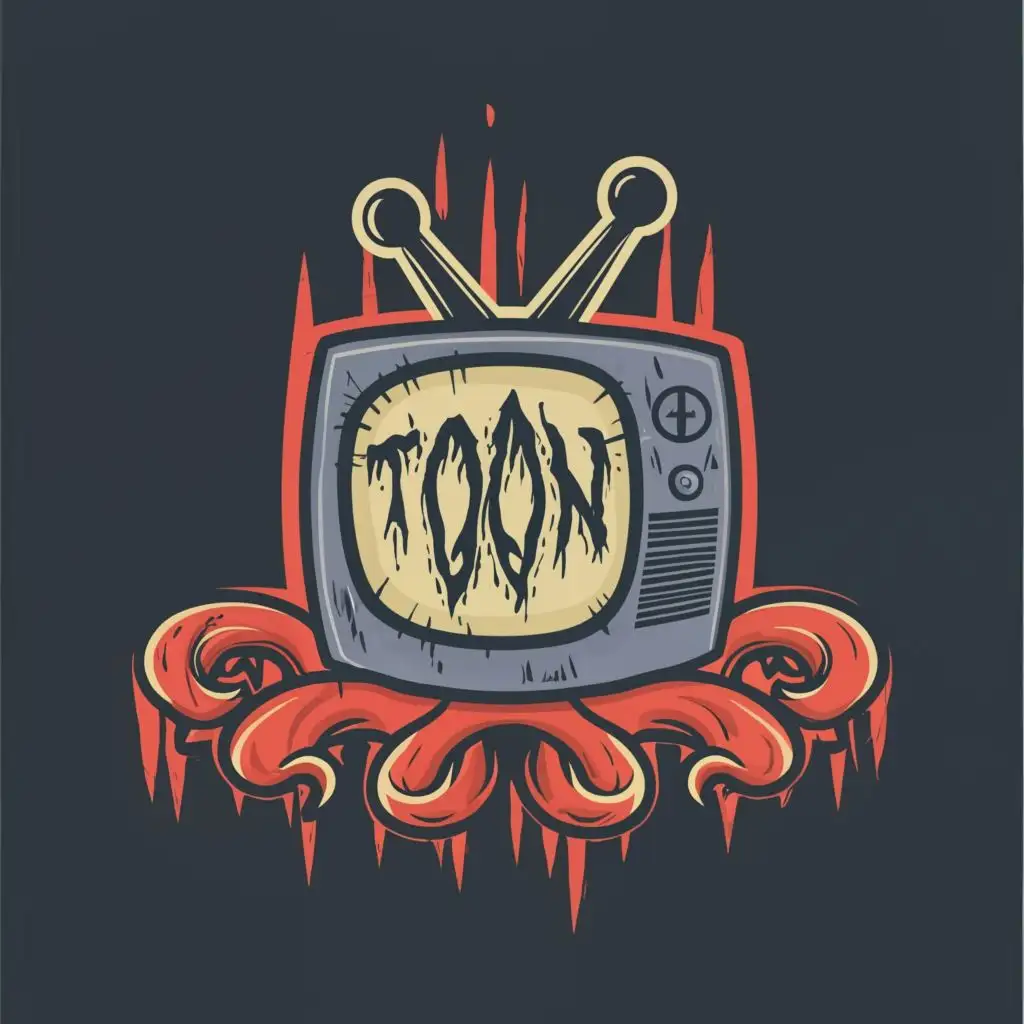 logo, HORROR, with the text "Toon TV", typography, be used in Entertainment industry