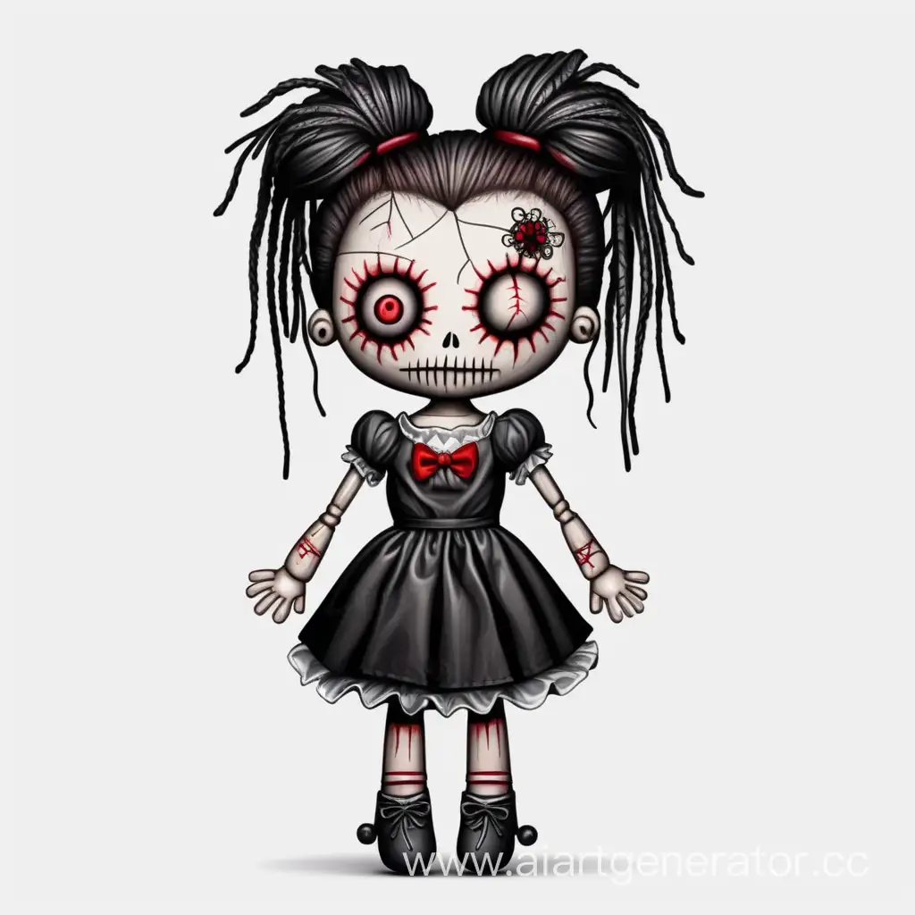 Creepy-Female-Voodoo-Doll-with-Intricate-Hairstyle-on-White-Background