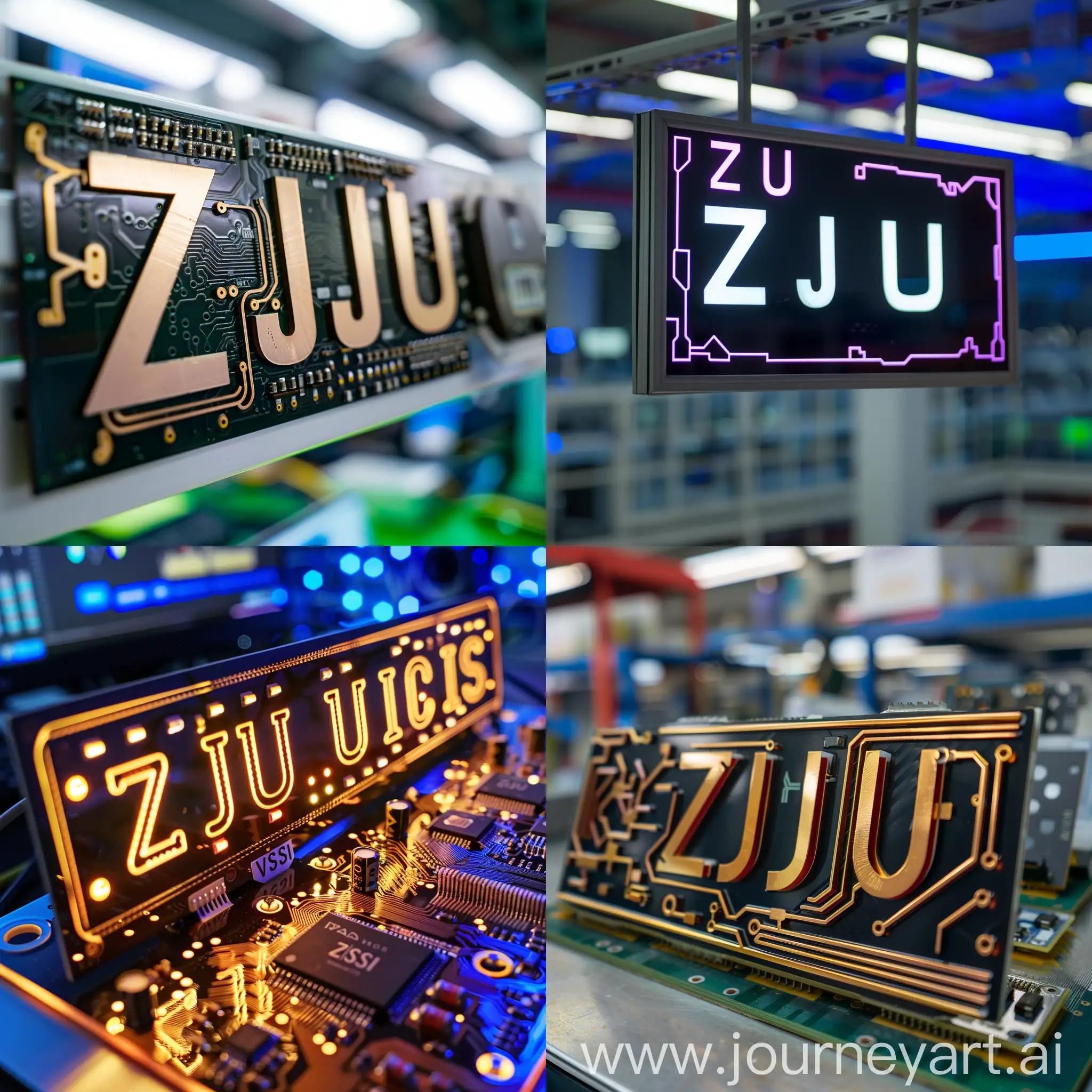 a cool lab sign with text "ZJU" and "VLSI"