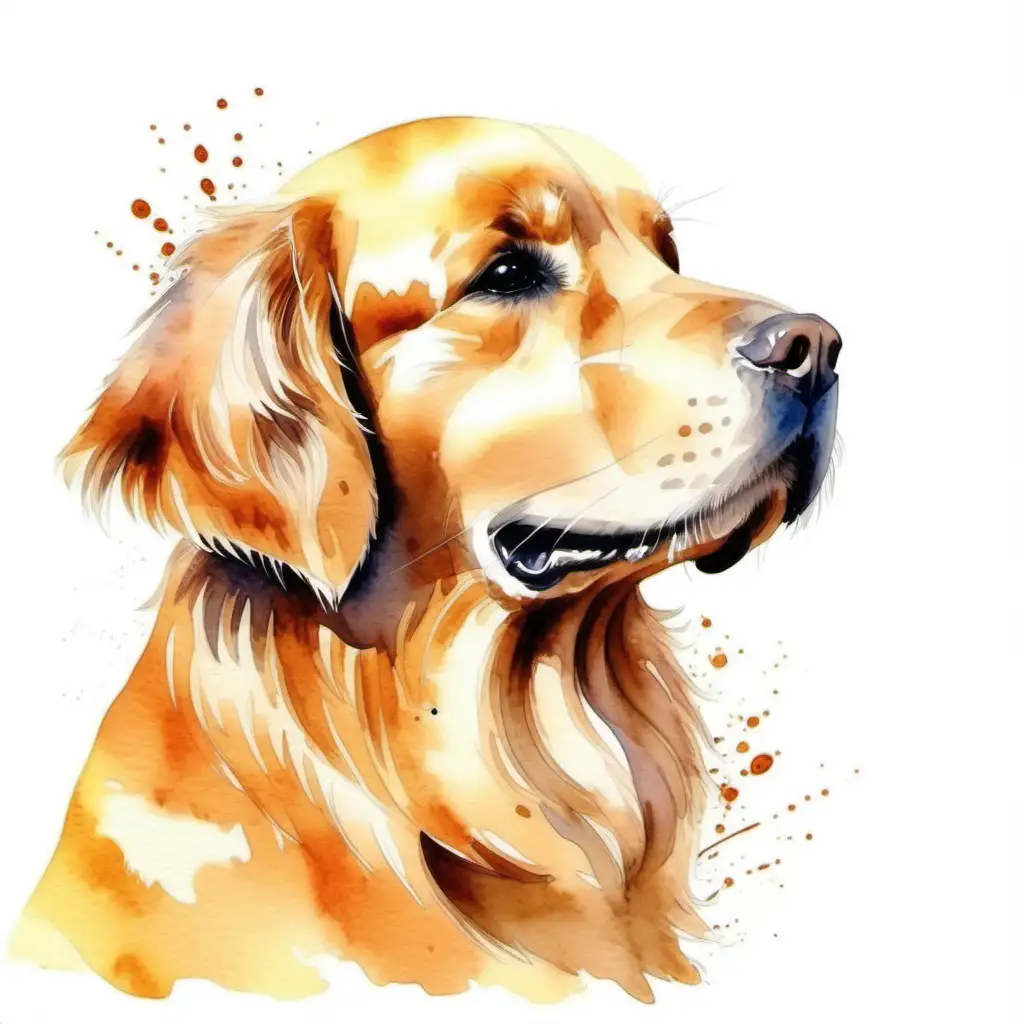 Expressive Watercolor Painting of a Golden Retriever Dog