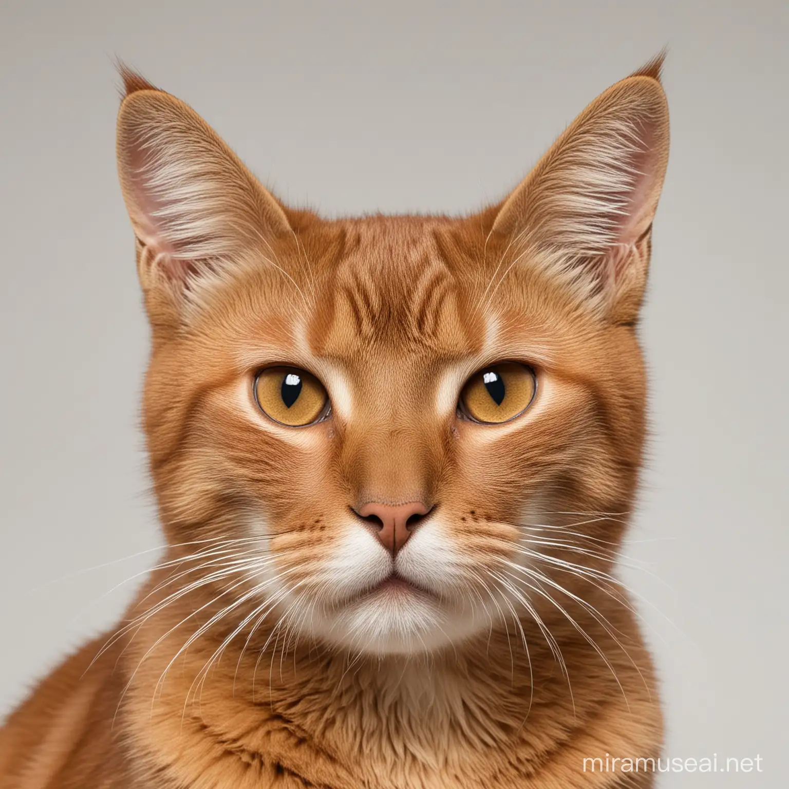 Brown Cat Sitting on White Background