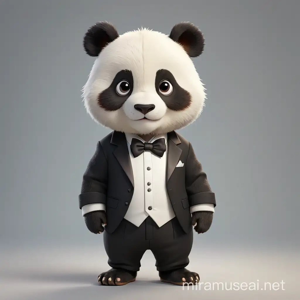 Cute Cartoon Panda in a Tuxedo