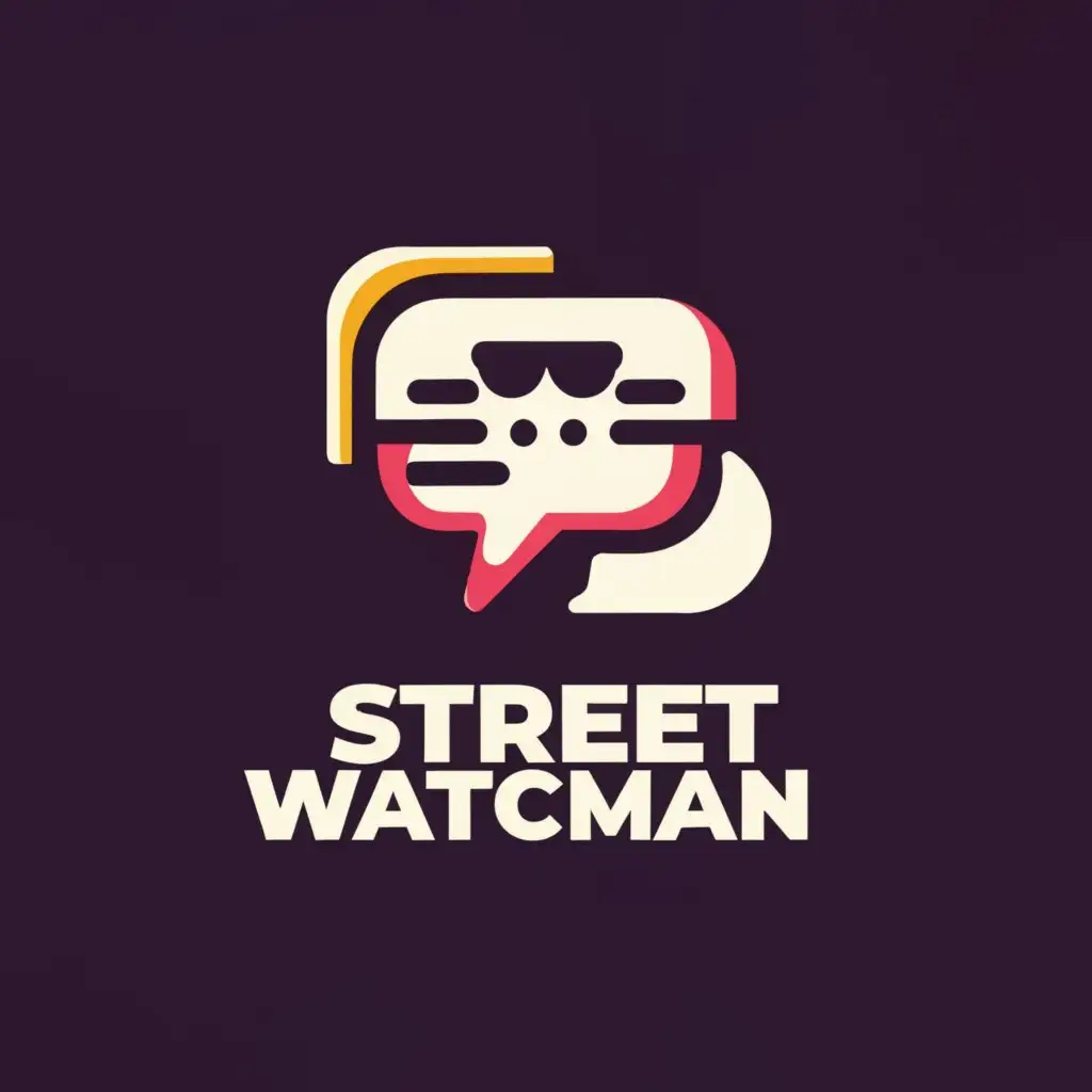 a logo design,with the text "Street Watchman", main symbol:a logo design,with the text "Street Watchman", main symbol: Chats, Street, Guard,Modern,clear background, mobile compatible,Moderate,clear background,Moderate,clear background