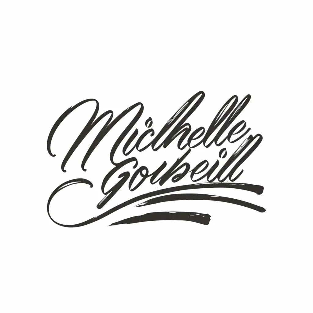 a logo design,with the text "Michelle Gobeil", main symbol:I'm an children's book illustrator and I need a logo of my own name for my website, social media and possibly to be used on my books. What I would like is my name, Michelle Gobeil, displayed like it was written with a pencil or brush or anything like that. It would be perfect if you could create the logo without using a font because I would like it to be unique.,complex,be used in Education industry,clear background