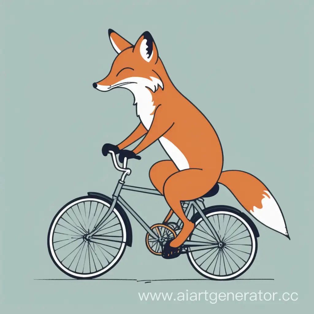Simple illustration of a fox riding a bicycle