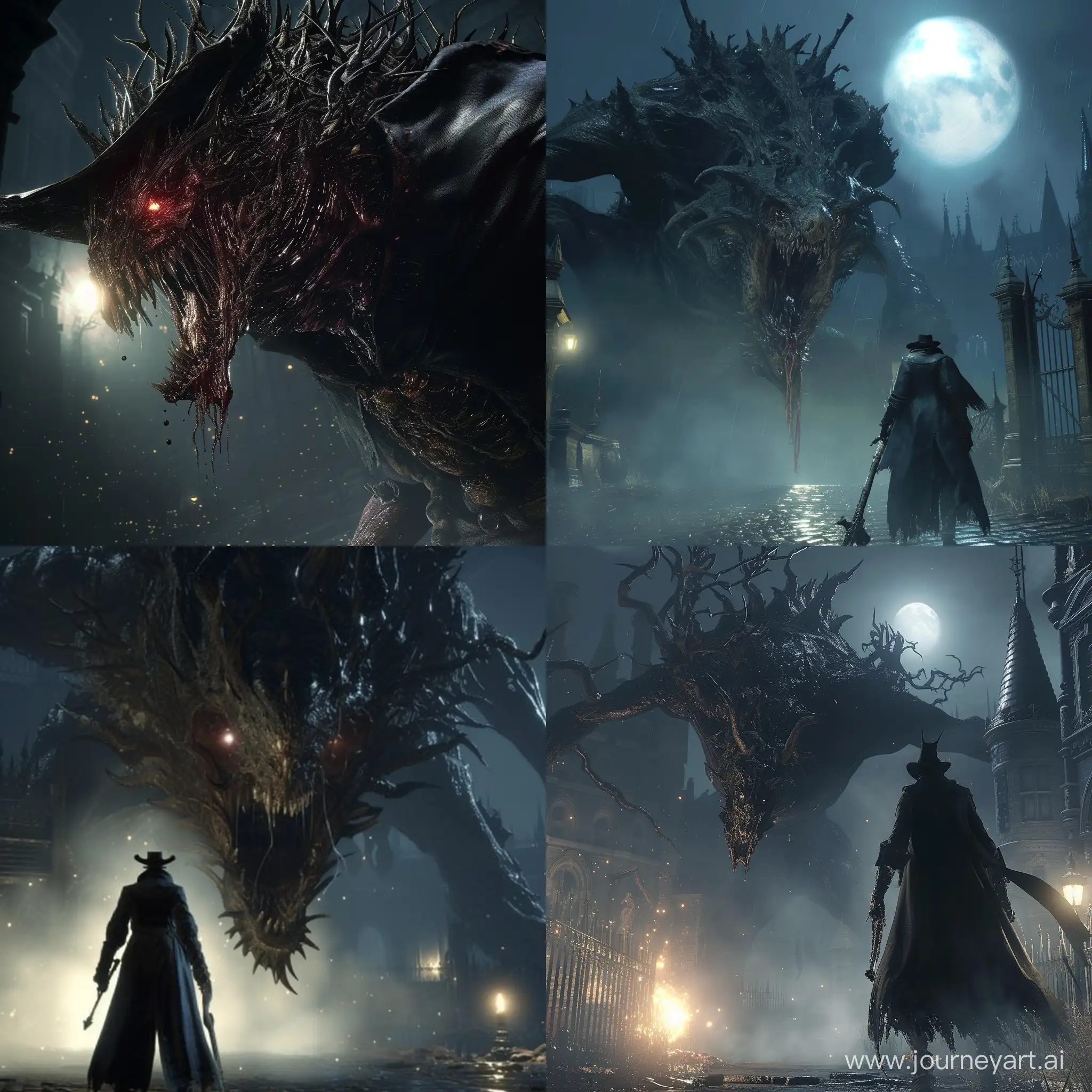 Epic Battle With Great One Nightmare Beast In Bloodborne 2 Art