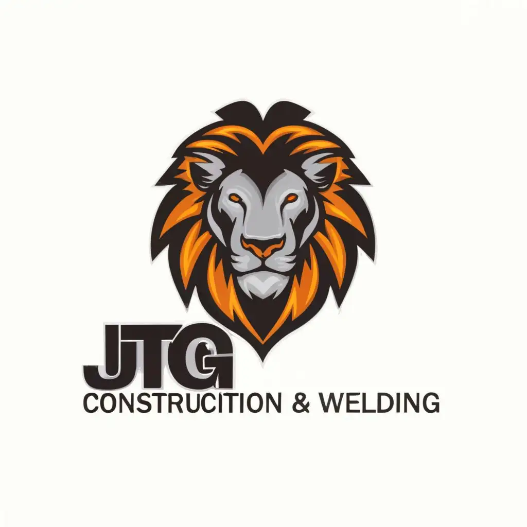 logo, lion, with the text "JTG Construction & Welding", typography