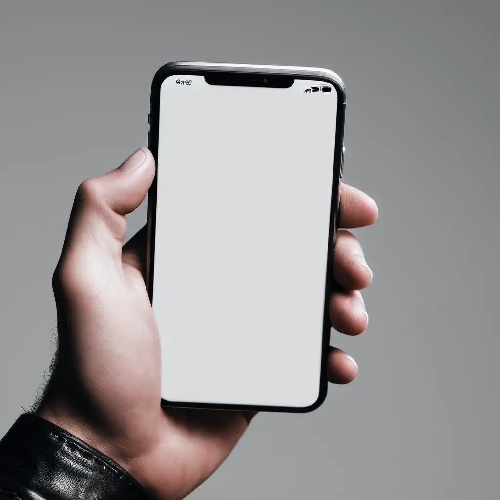 Person Holding Smartphone with Blank Screen