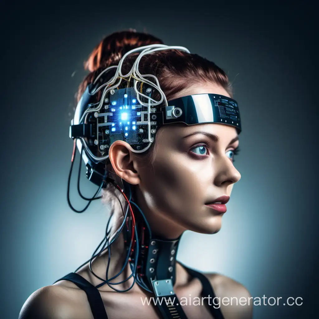 Человек будущего с нейрокомпьютерным интерфейсом