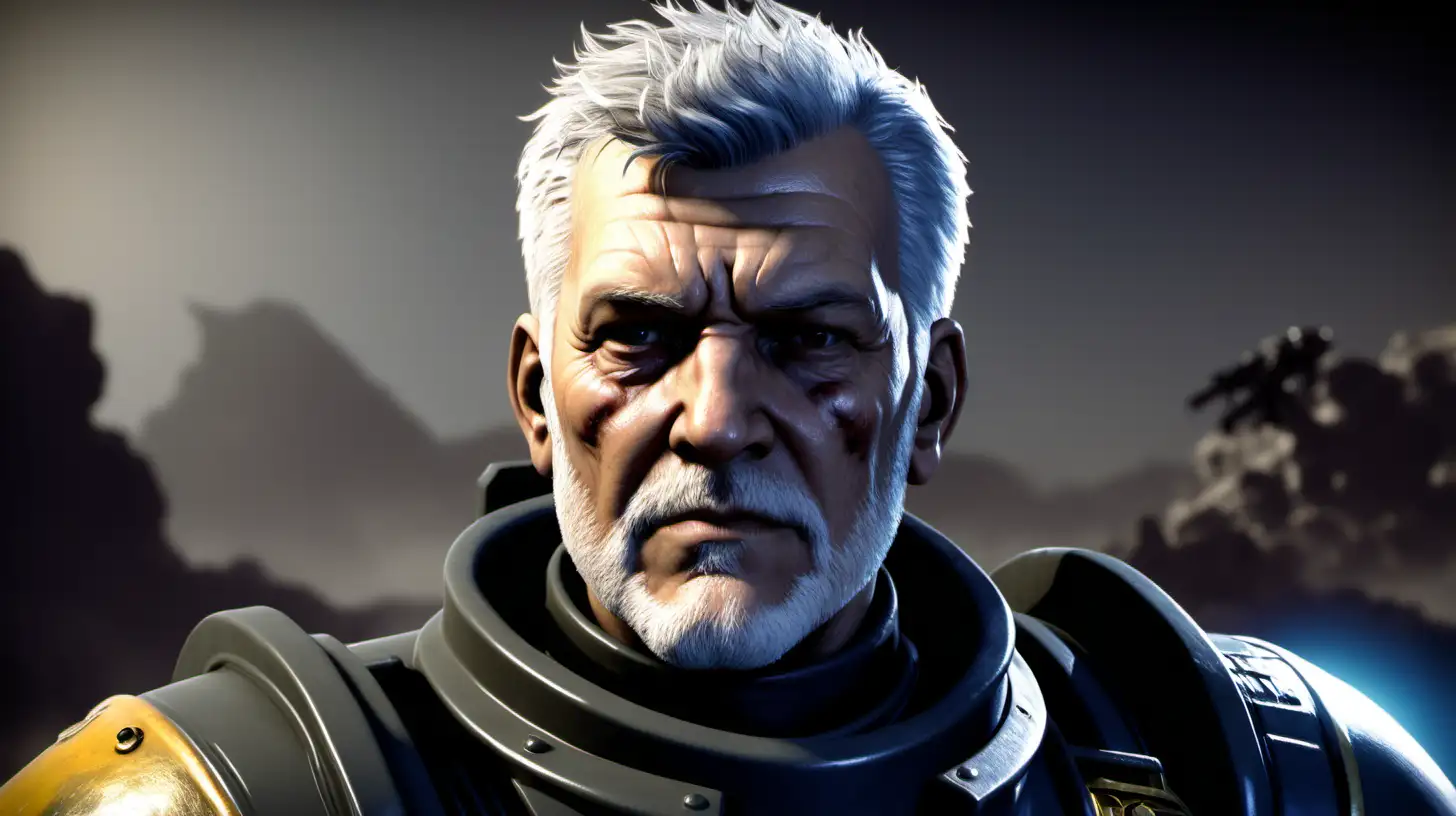 BattleReady GreyHaired Space Marine in Helldivers 2 Style
