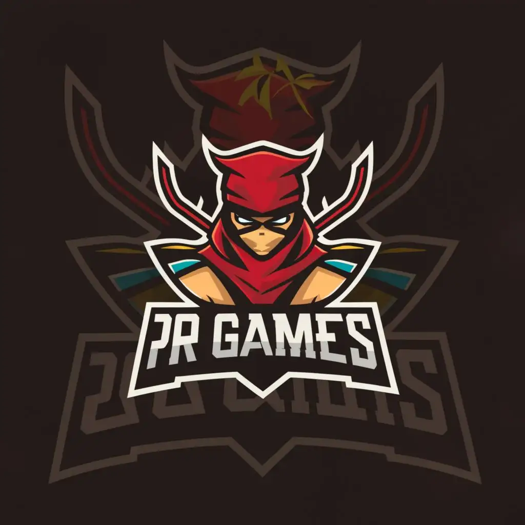 a logo design,with the text "PR Games", main symbol:ninja,complex,clear background