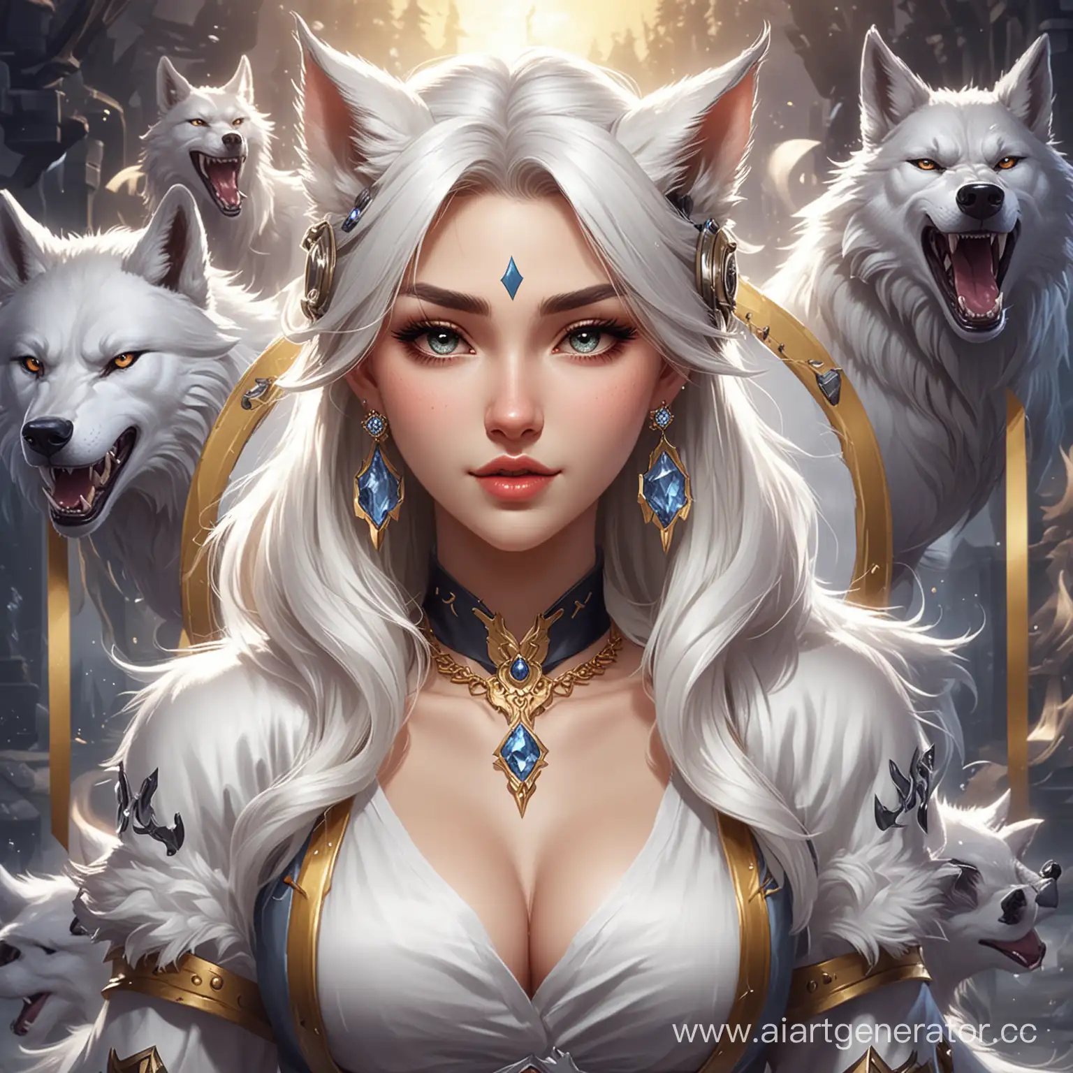 Игра mobile legends  где 4 волка а по середине белая волчица с серьгами в ушах с надписью посередине SMM