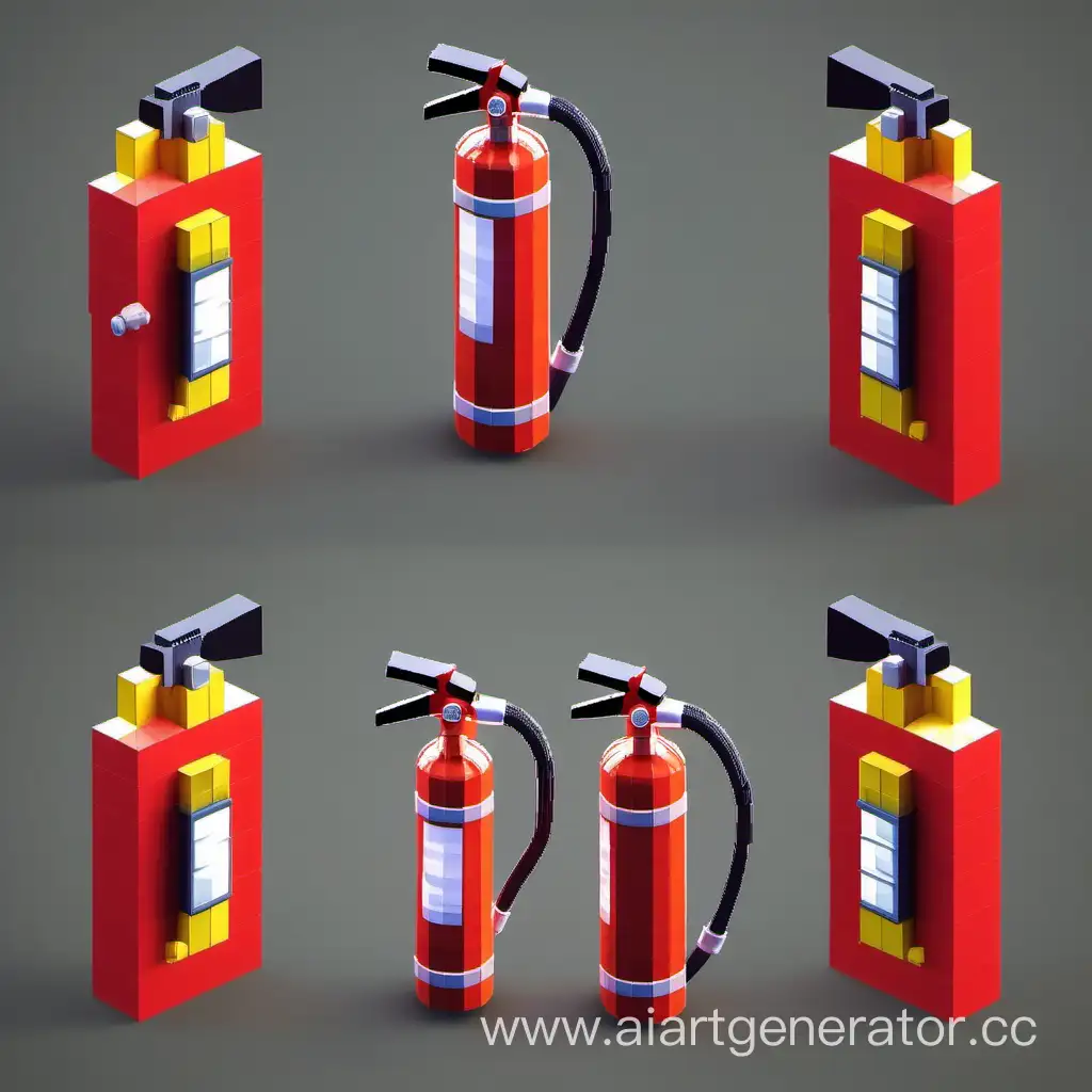 Fire extinguisher in voxel style and new design

