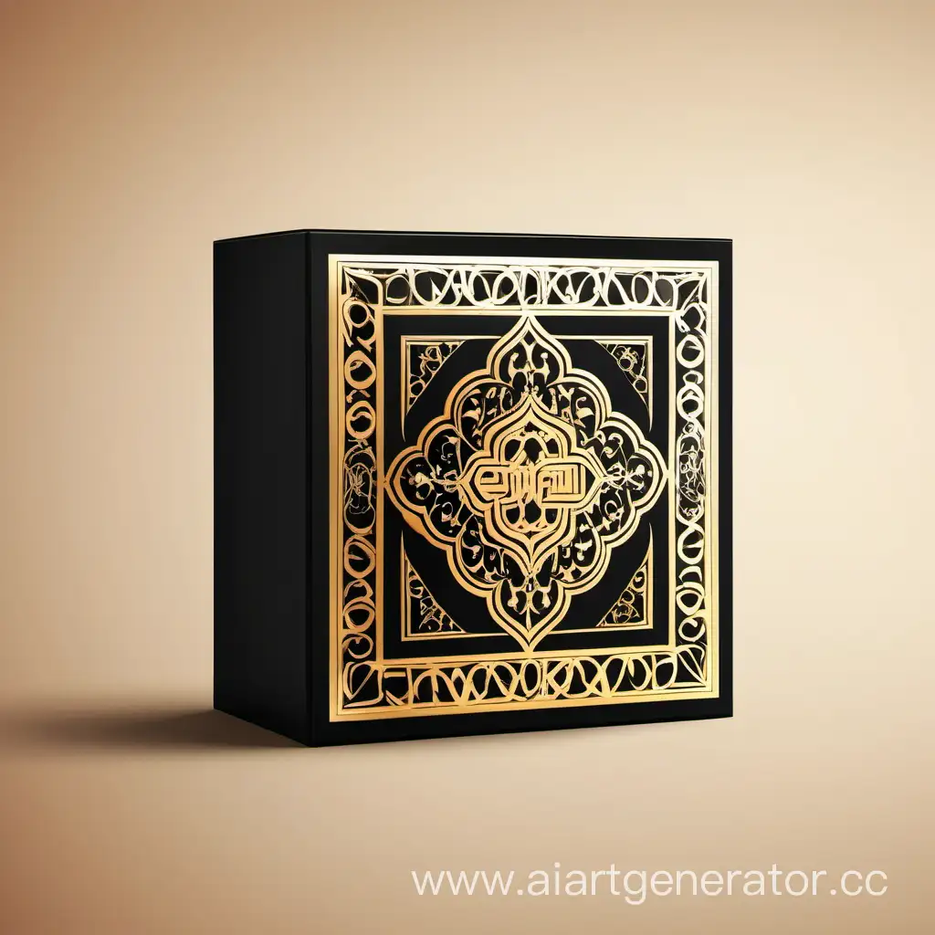 Luxury Perfume decorative ornamental arabic calligraphic style Black box