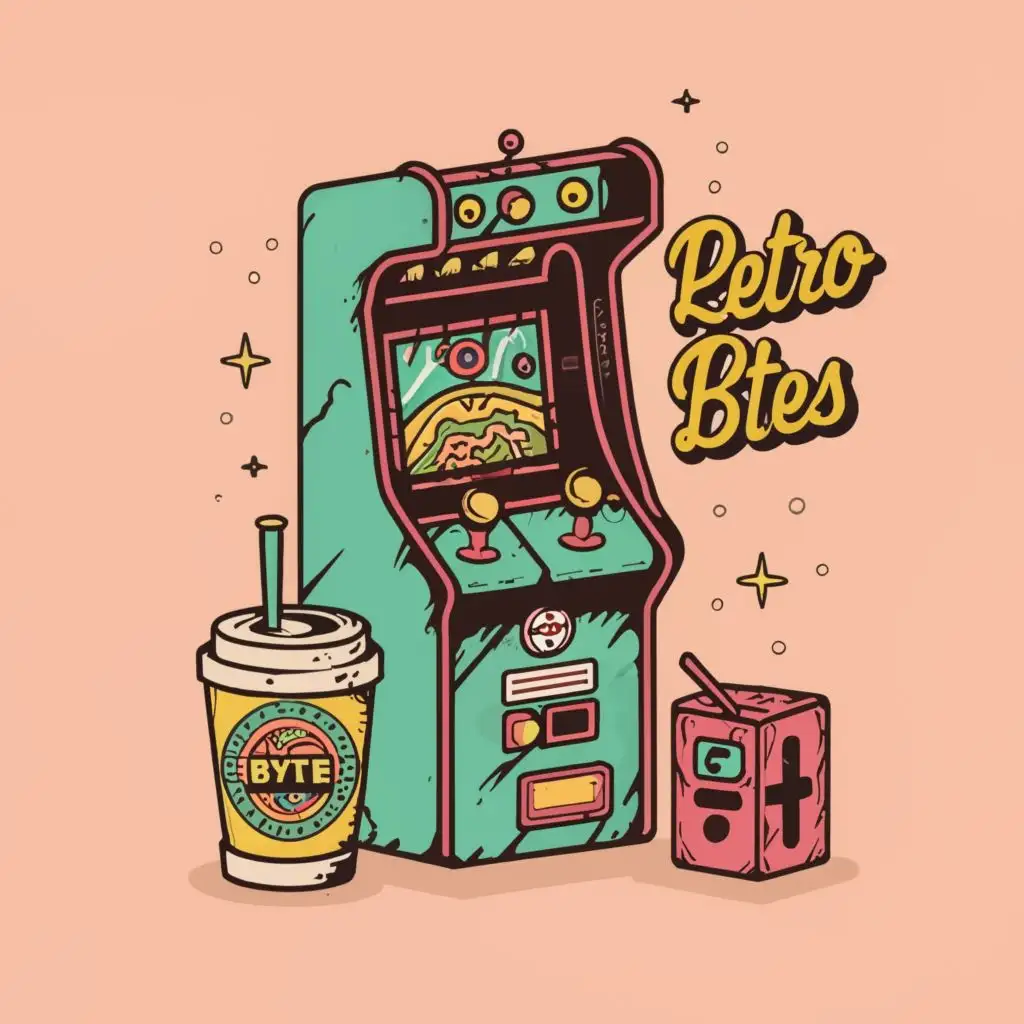 LOGO-Design-for-Retro-Bytes-Nostalgic-Fusion-of-Arcade-Fun-and-Coffee-Delight