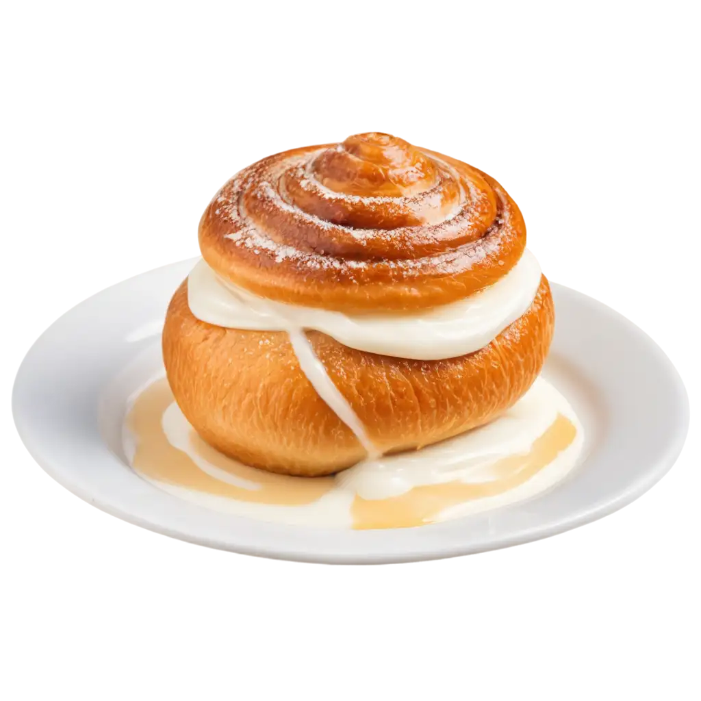 A snail bun with vanilla cream oozing out