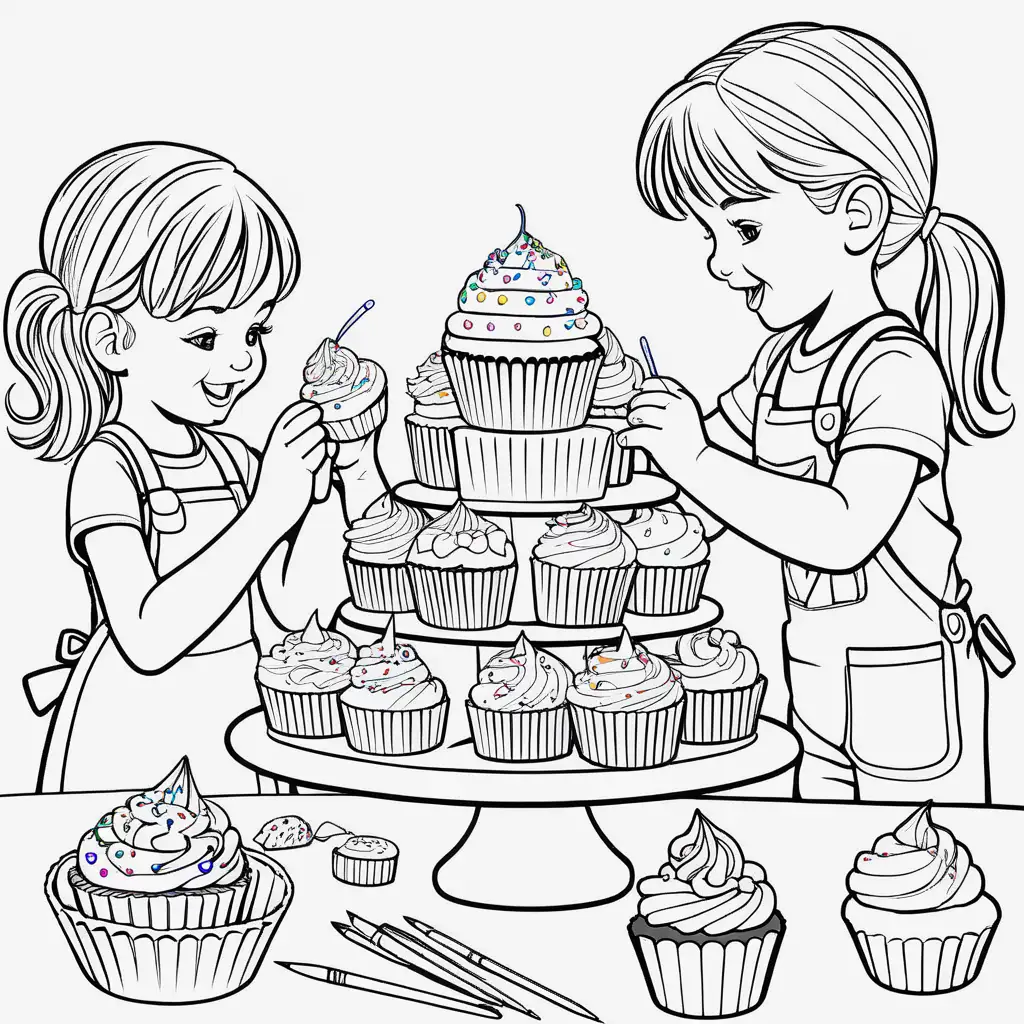Cupcake Decorating Fun for Kids Vibrant Cupcake Coloring Page with Sprinkles and Frosting